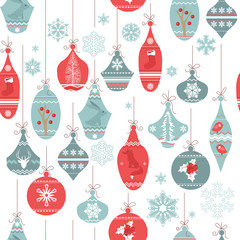 Vintage seamless pattern with Christmas decoration