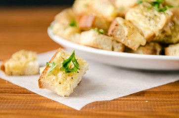baked toast with cheese and herbs