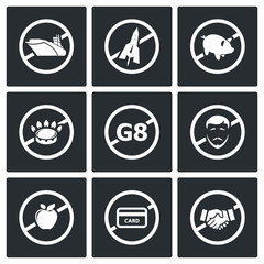 Prohibiting signs Vector Icons Set