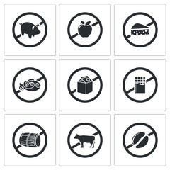 Prohibiting signs Vector Icons Set