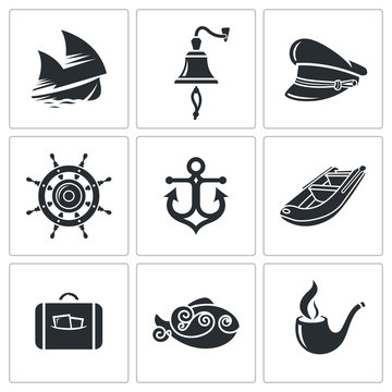 Sea Tourism Vector Icons Set