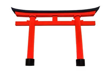 Fotobehang Japanese-Styled Red Arch (Torii) Isolation © whiteprodigy