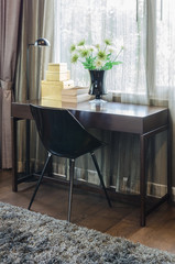 black chair with wooden table