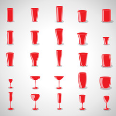Glasses Icons Set - Isolated On Gray Background - Vector Illustration, Graphic Design Editable For Your Design