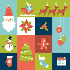 Set of flat icons for Christmas holiday