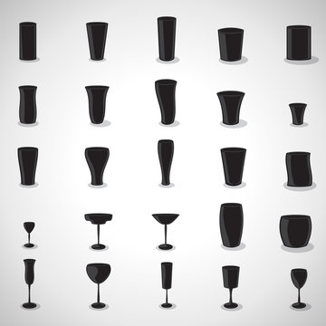 Glasses Icons Set - Isolated On Gray Background - Vector Illustration, Graphic Design Editable For Your Design