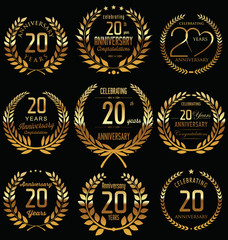 Anniversary golden laurel wreath design