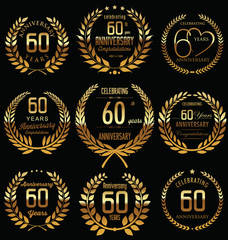 Anniversary golden laurel wreath design