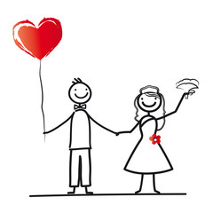 Brautpaar mit Herzluftballon, Einladung zur Hochzeit, Heirat, Trauung, Verlobung, Ehe, Verbindung, eine Familie gründen