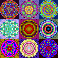Set of mandala ornament generated textures