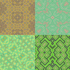 Set of wallpaper cubic floral seamless generated textures