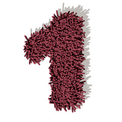 uno 1 Numero tappeto microfibra 3d, isolata su sfondo bianco