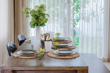 modern dinning room with wooden table and chair