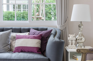 luxury living room design with sofa and lamp on table