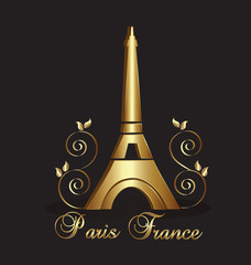 Eiffel Tower Paris-France gold vector background