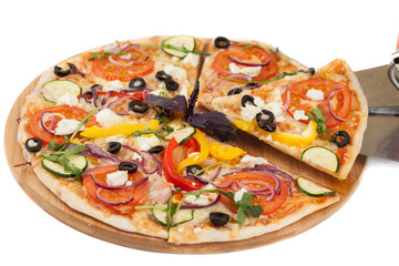 Homemade pizza isolated on white background