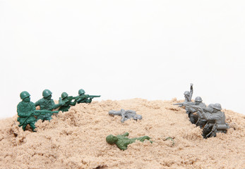 Plastic toy Soldiers with sand