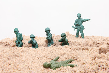 Plastic toy Soldiers with sand