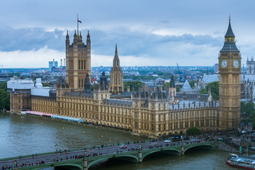 Palace of Westminster from top of London Eye - obrazy, fototapety, plakaty