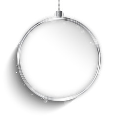 Merry Christmas Happy New Year Ball Silver with Stars and Snowfl