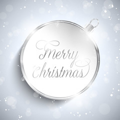 Merry Christmas Happy New Year Ball Silver with Stars and Snowfl
