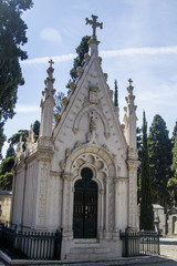 Fototapeta na wymiar famous portuguese cemetery Prazeres in Lisbon