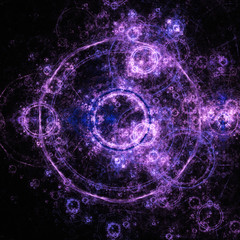 Purple Fractal Circle With Sparks