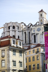 Fototapeta na wymiar Church of Carmo ruins located in Lisbon, Portugal.