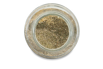 glass jar with herbs