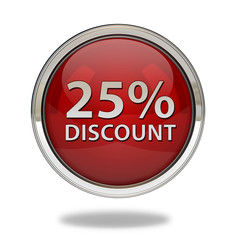 Discount 25 pointer icon on white background