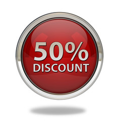 Discount 50 pointer icon on white background