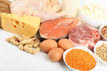 Food high in protein close-up