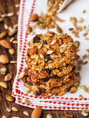 Homemade oatmeal cookies with seeds and raisin