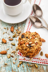 Homemade oatmeal cookies with seeds and raisin