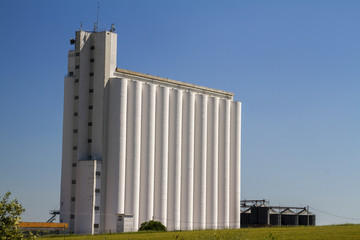 View of a big storage silo structure for grains.