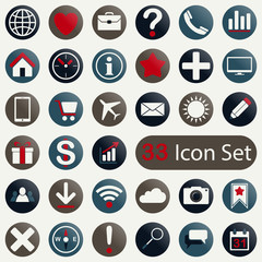 Set of round icons for mobile app and web