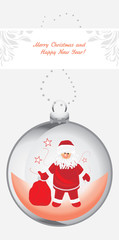 Christmas ball with Santa Claus. Greeting card