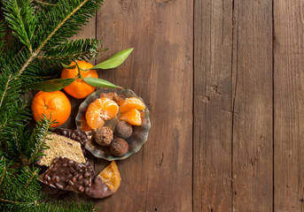 Chocolate, truffles and tangerins