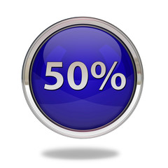 Fivety percent pointer icon on white background
