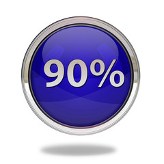 Ninety percent pointer icon on white background