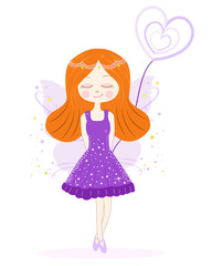 Cute purple fairy girl vector