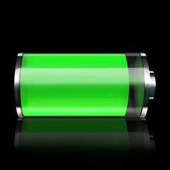 Battery icon isolated on black