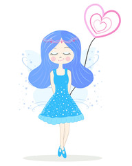 Cute blue fairy girl vector
