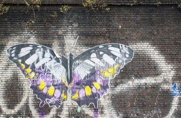Naklejka premium Butterfly: Street art w Londynie.