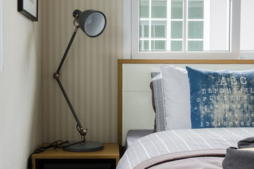 modern lamp in modern single bedroom