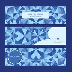 Vector blue triangle texture horizontal banners set pattern