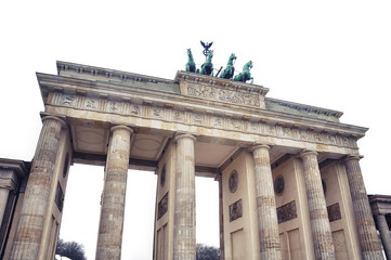 Fototapeta na wymiar Isolated on white Brandenburg Gate - popular landmarks in Berlin