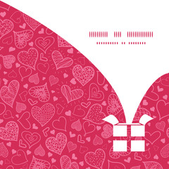 Fototapeta premium Vector doodle hearts heart silhouette pattern frame