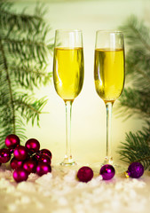 Two champagne glasses ready