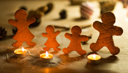 Christmas gingerbread men candles